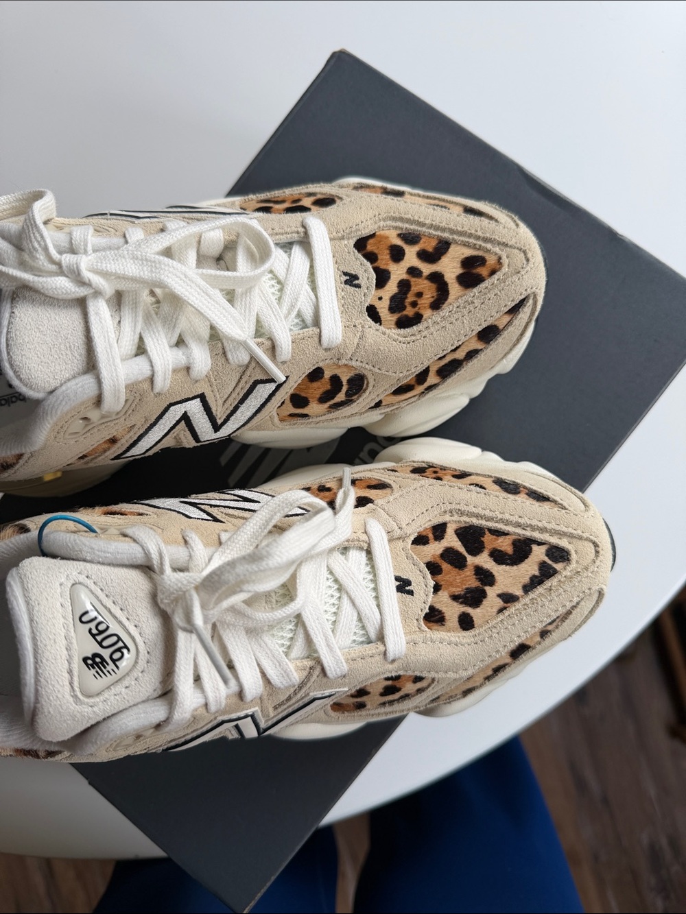 New Balance Women's Leopard Print Cream and Tan Sneakers - Picture 4 of 5